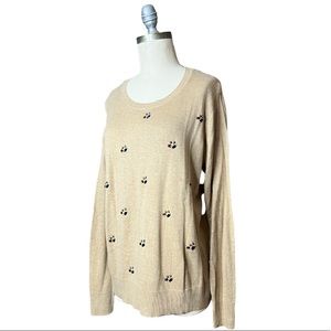 Merona Tan Embellished Rhinestone Crewneck Sweater size XL